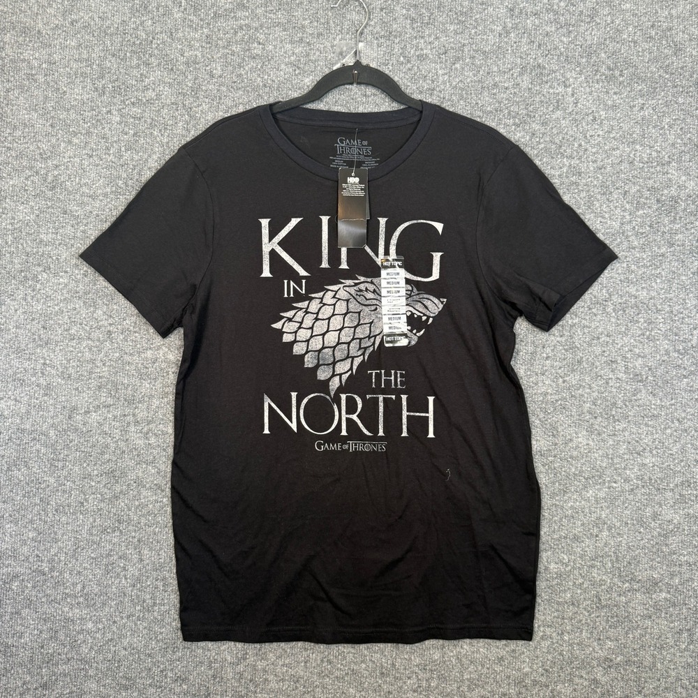 Game of Thrones‎ Tshirt Mens Medium Black King In The North Stark Direwolf NEW